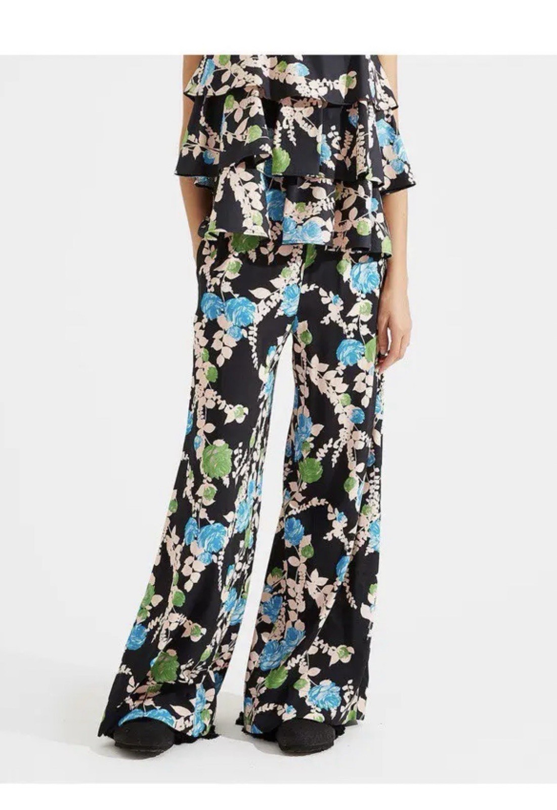 LA DoubleJ Palazzo Pants in Winter Rose Nero Size M $650