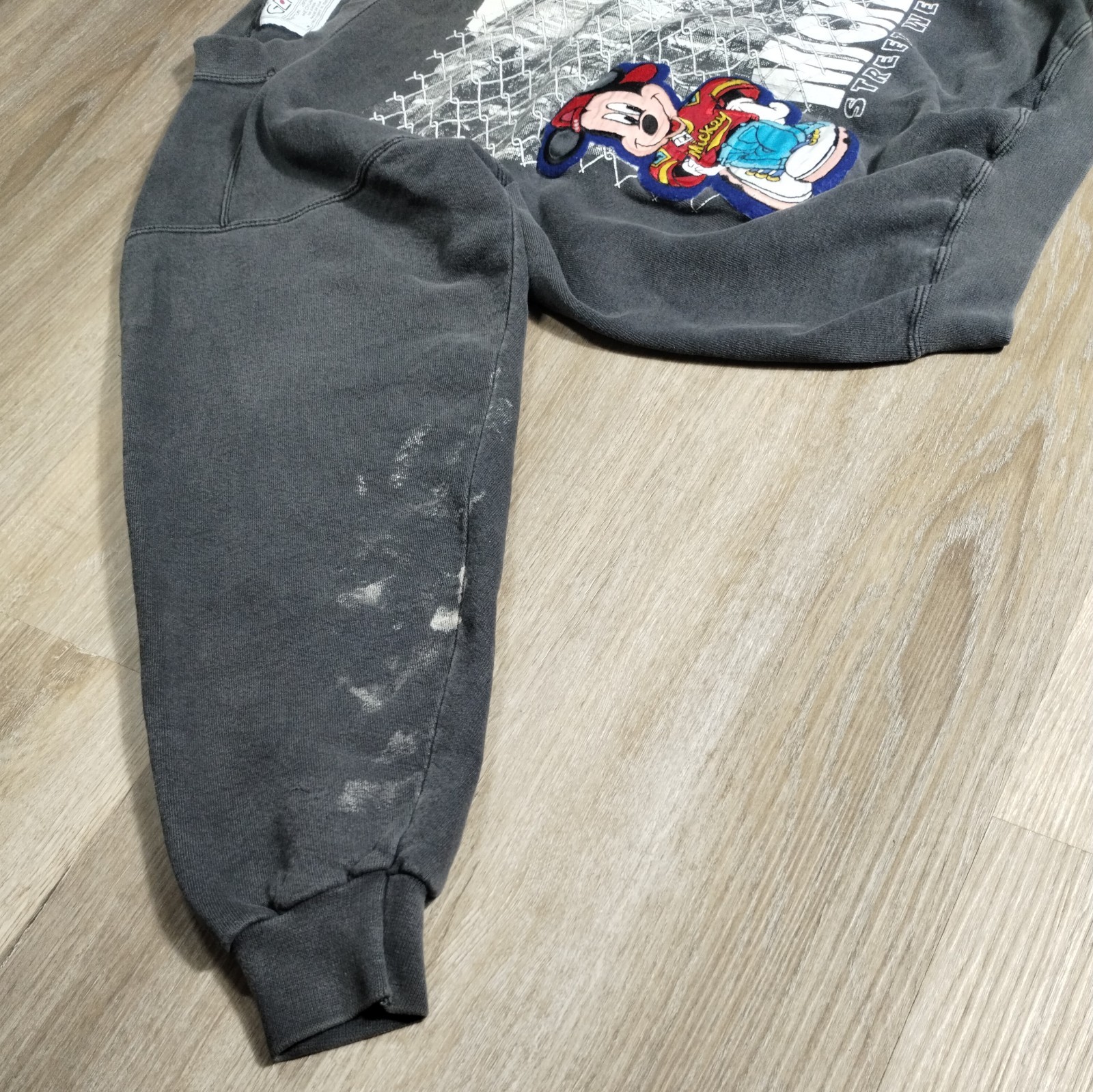 Vintage Mickey Mouse Sweater Medium Black Faded Hip Hop Streetwear Grunge 90s