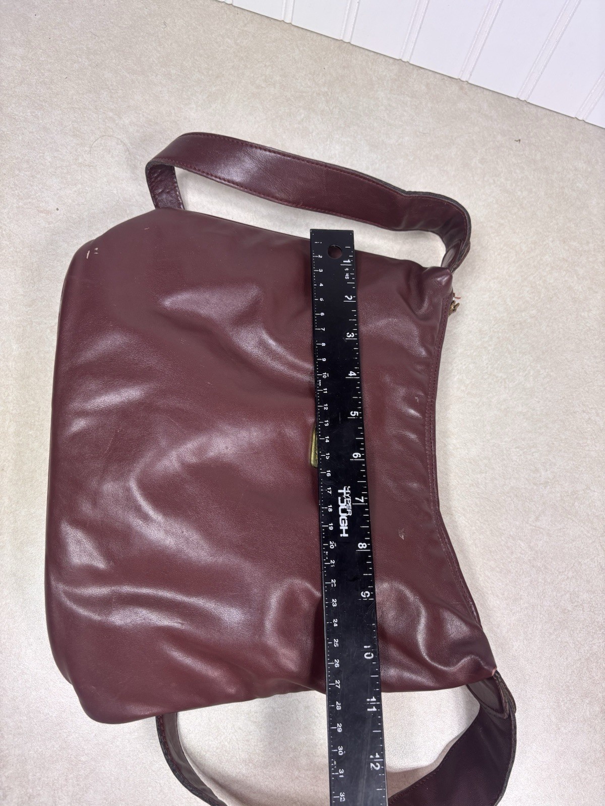 1980s Etienne Aigner Oxblood Leather Knotted Hobo Bag Curved Scoop Purse