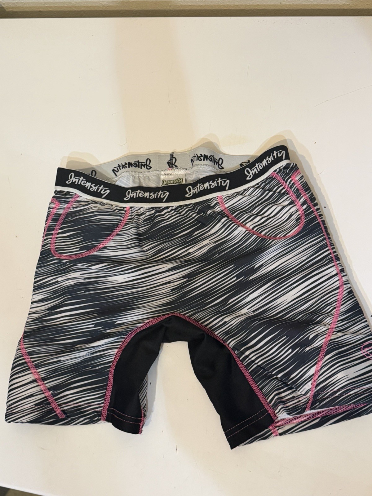 Intensity Padded Women’s Compression Shorts Abstract Black White Pink Polyester