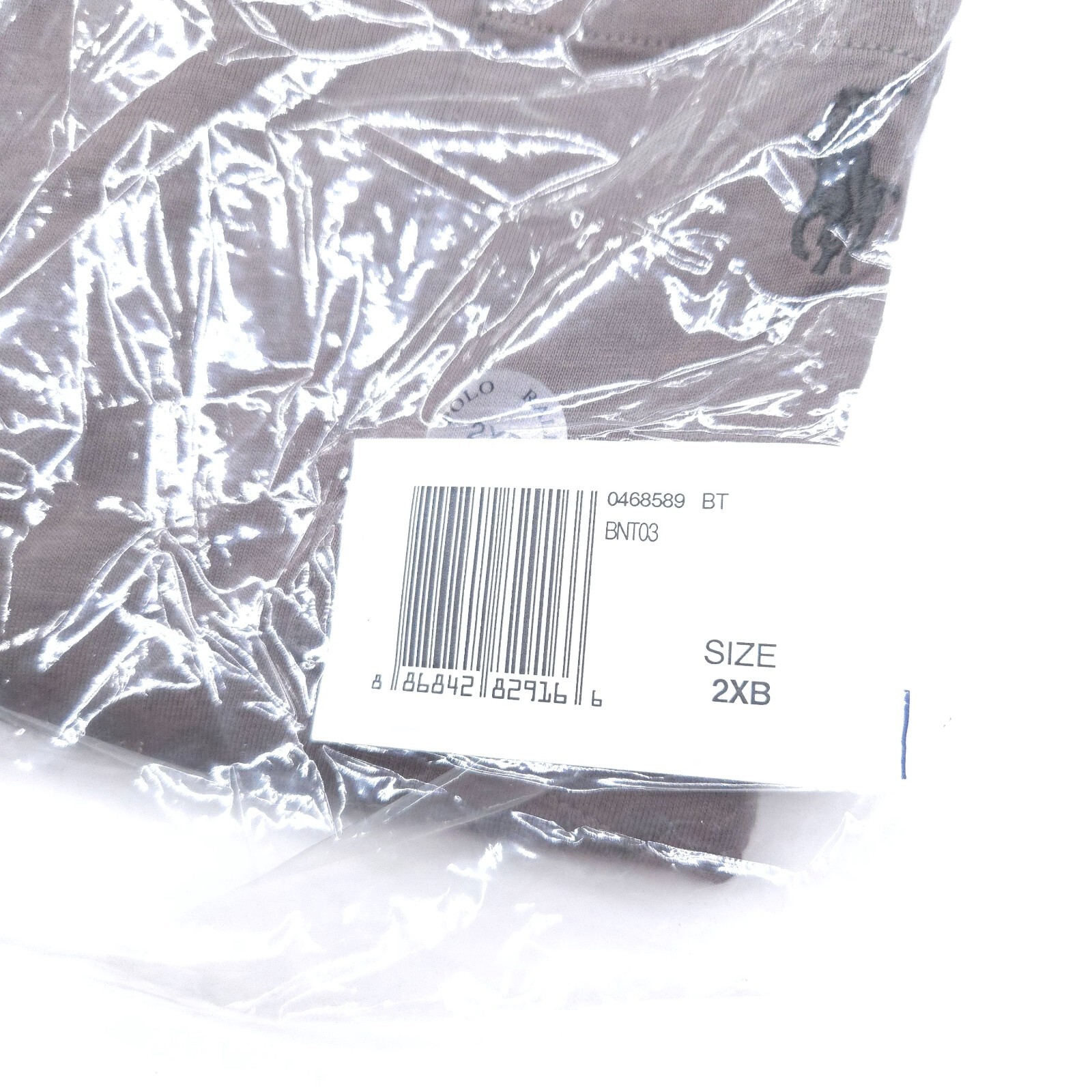 POLO RALPH LAUREN CREW T-SHIRT -2XB BIG XXL GRAY SMOOTH LONG SLEEVE POCKET -PONY