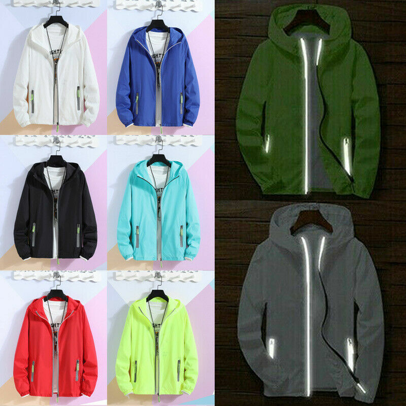 Men Waterproof Wind Breaker Zipper Hoodie Light Jacket Outwear Gym ThinWind Coat