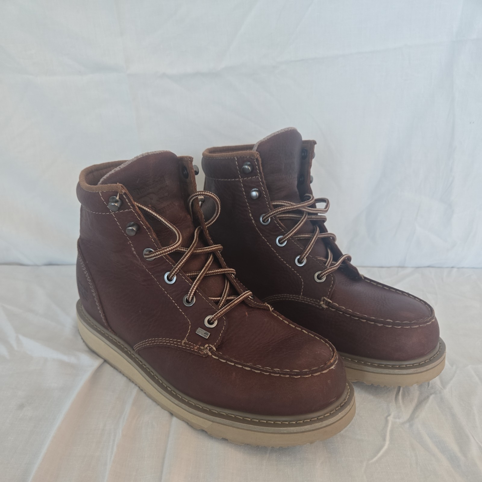Timberland Pro Barstow Wedge 6″ Mens Work Boots Brown Leather Soft Toe Sz 9 M