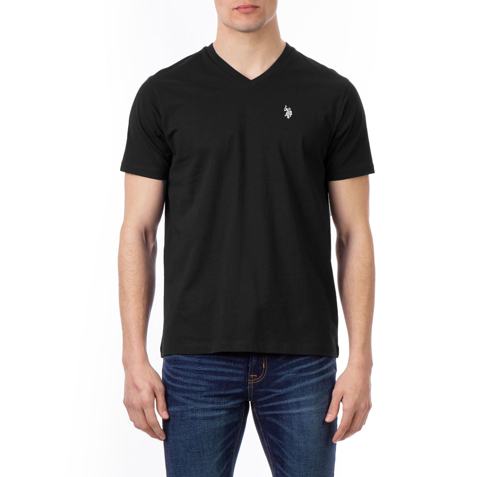 U.S. Polo Assn. Men’s V-Neck T-Shirt | 5X-Large | Black Heather | Plus Size