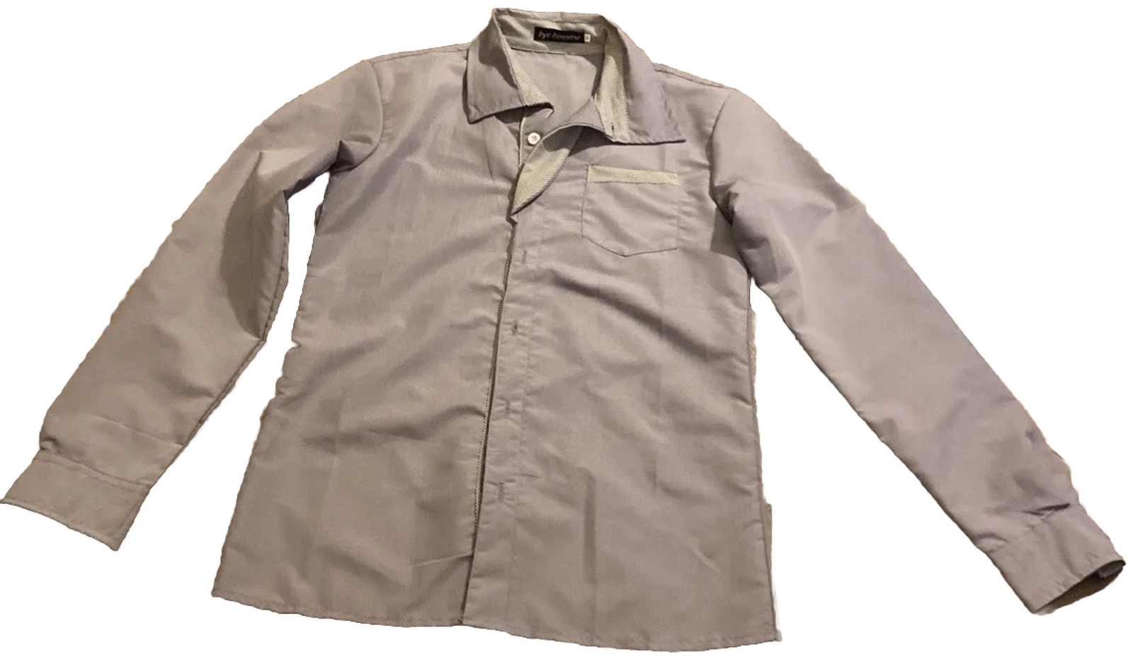 BYC Homme Men’s Medium (Looks Small) Gray Unusual Button Down LS Shirt