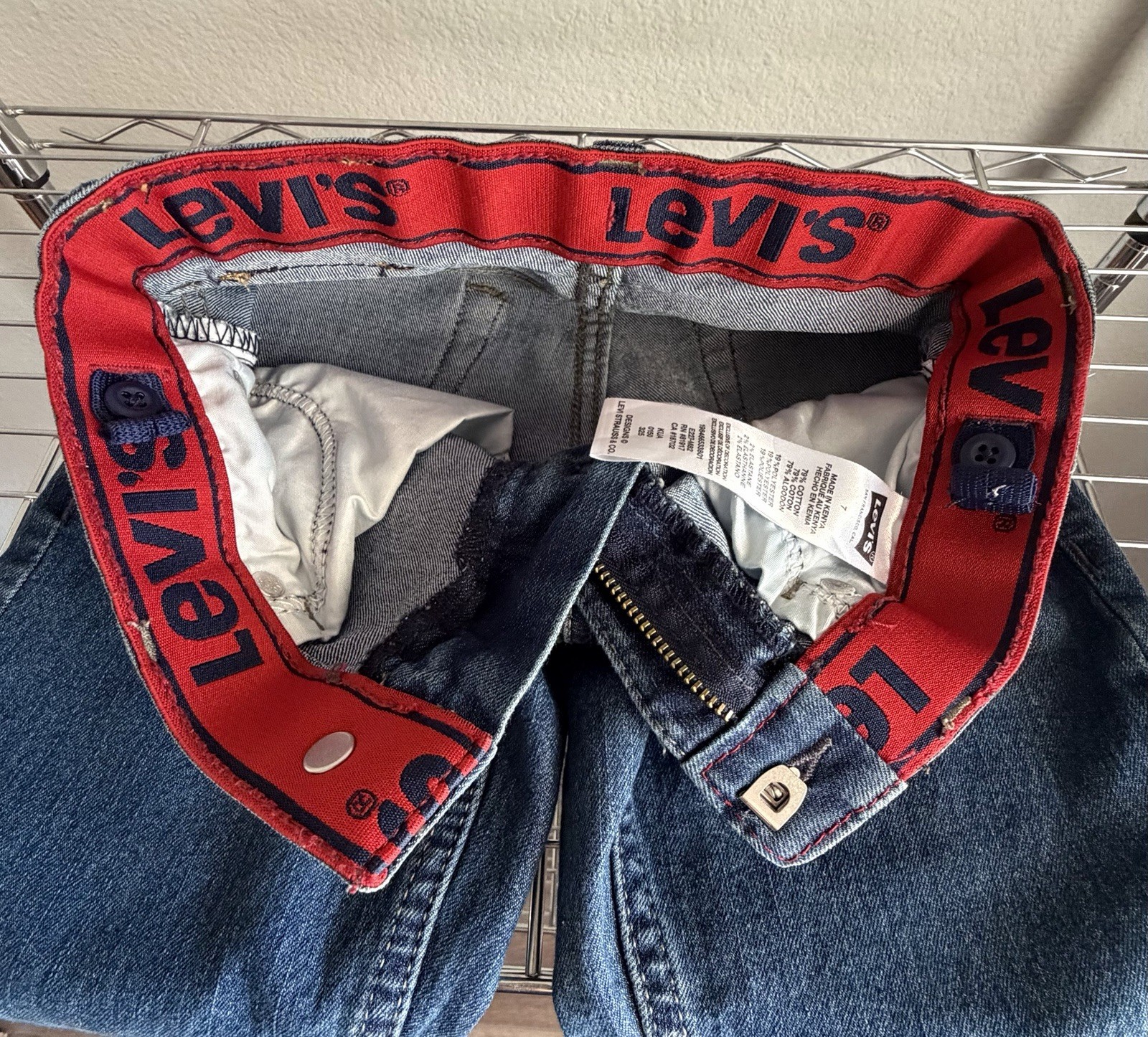 Levi’s 511 Boys Slim Skinny Blue Medium Wash Denim Jeans 7 REG Zip/Button