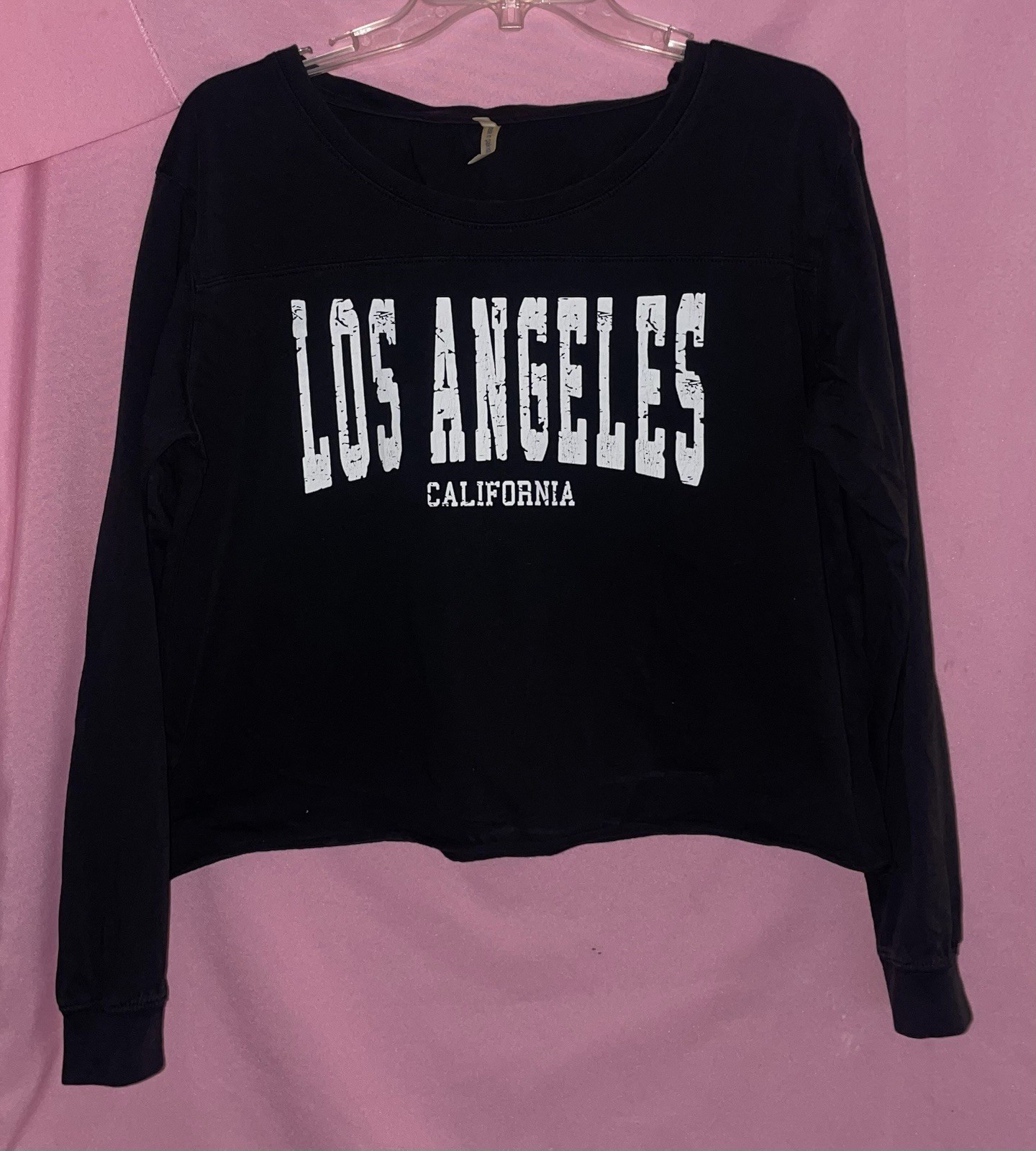 U.S. Apparel Cropped Black T Shirt LOS ANGELES California LAX Airport Sz XL