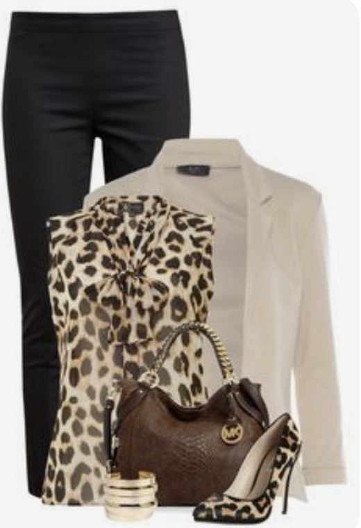 NWT B Wear Embellished Leopard Animal Print Brown Black Blouse – Women’s Size L