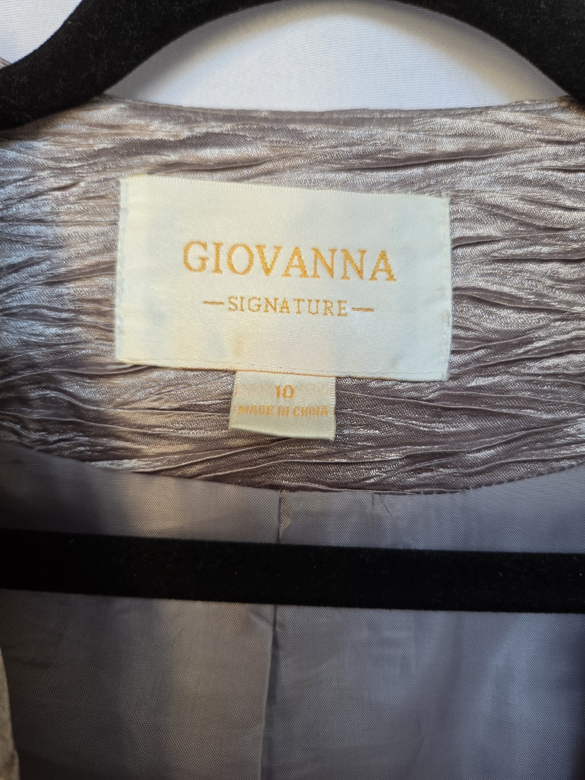 Giovanna Signature Women’s Gray Beaded Hook & Eye Lined Blazer Jacket Size 10