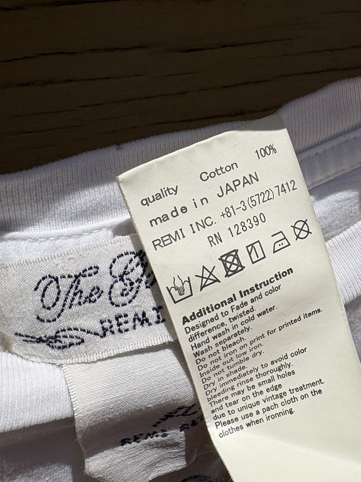 Reno Relief Tyler Skull T-Shirt Off White/Indigo Embroidery Size S Made in Japan