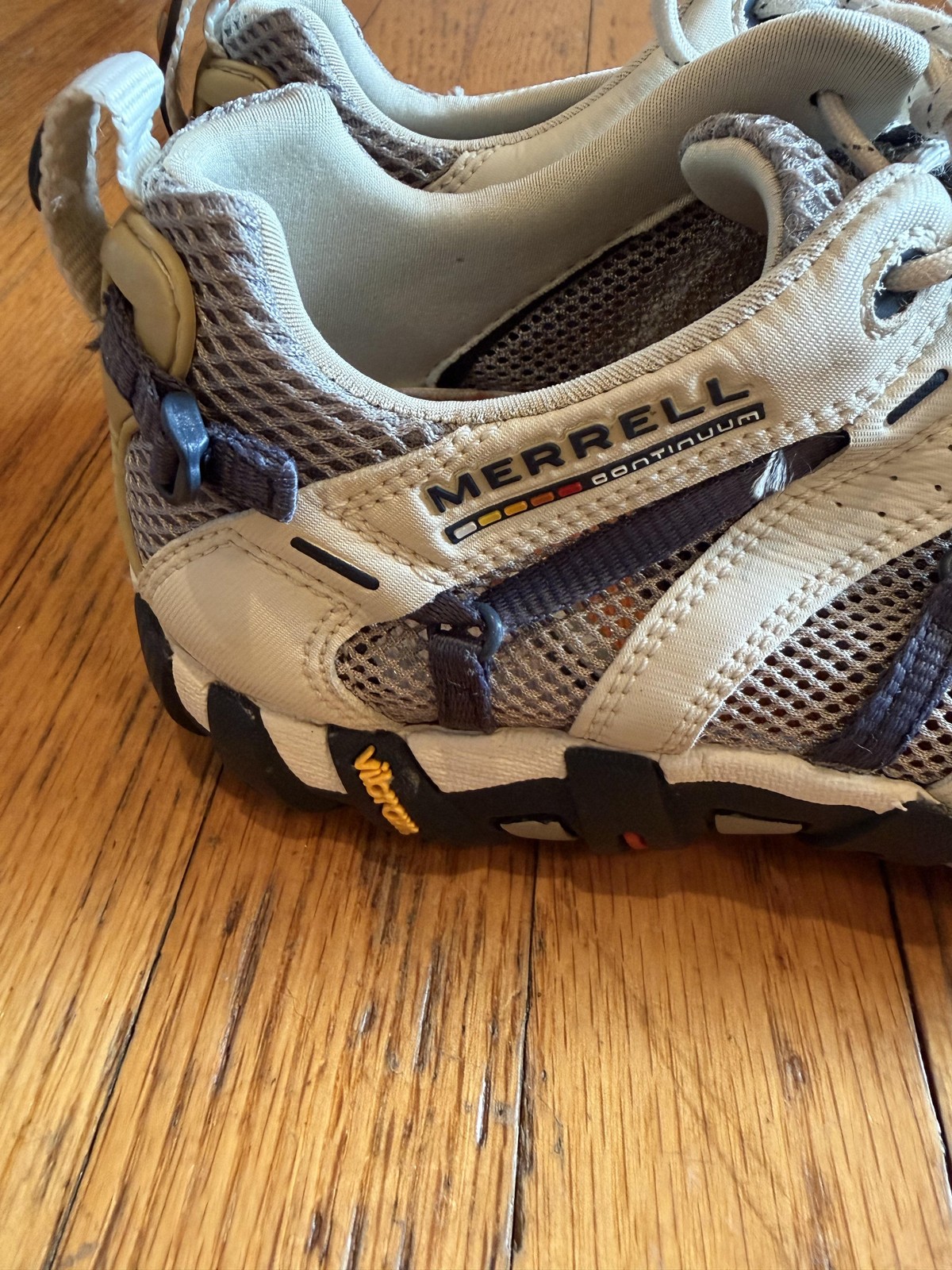 Merrell Shoes Mens Size 8 Beige Mesh Continuum Vibram Hiking Trail Sneakers
