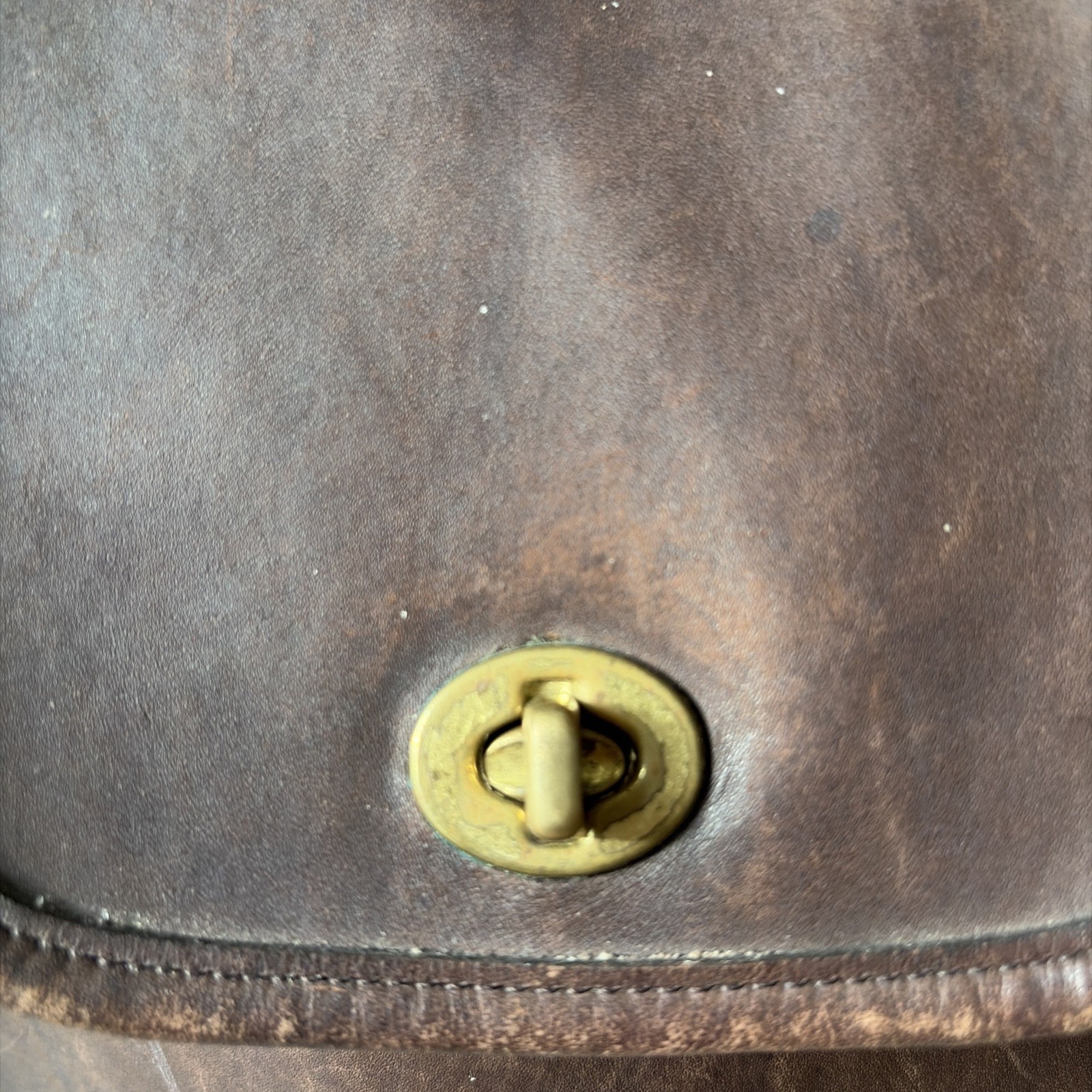 Vintage Coach USA Brown Leather Backpack Turnlock Drawstring Small Bag