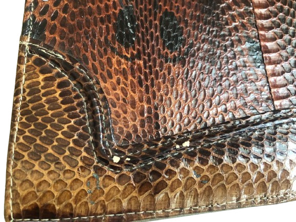 Vintage Brown Snakeskin Convertible Clutch Shoulder Bag Multi-Pocket Sold As Is