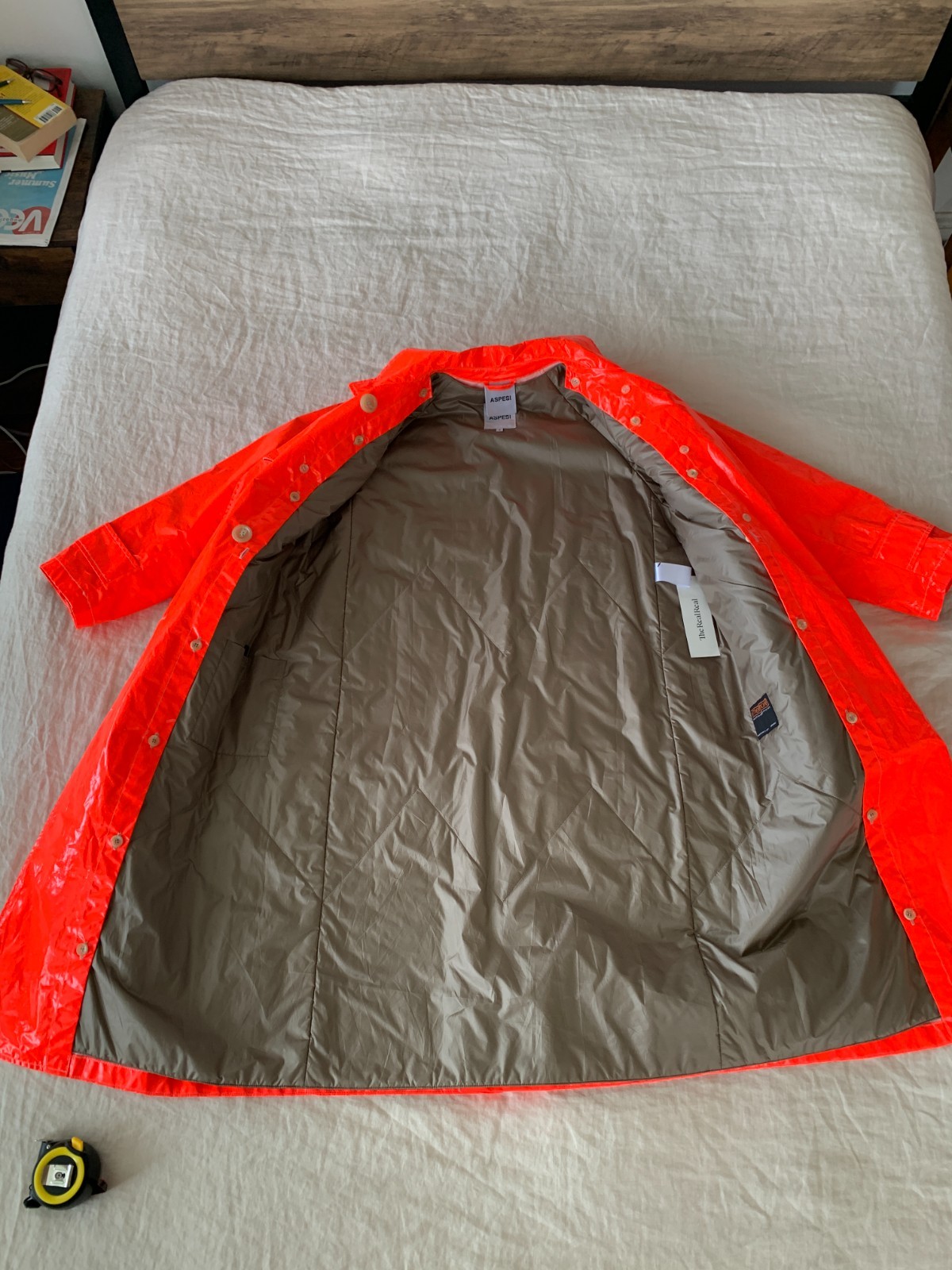 Aspesi Long Raincoat Bright Orange with Removable Insulated (Thermore) Lining