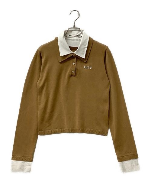 Eimy Istaore Women’s Beige White Polo Shirt Free Size Cotton Blend