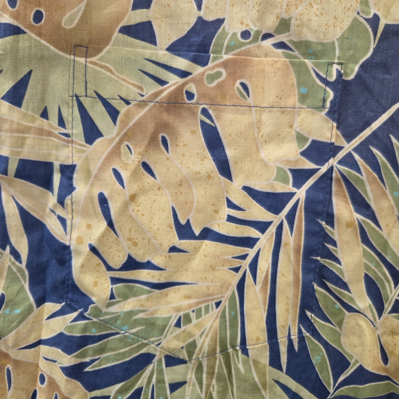 Tori Richard Cotton Lawn Men’s L Blue Beige Green Floral Hawaiian Button-Up SS