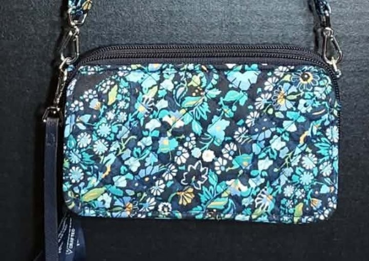 Vera Bradley AIO Crossbody Wallet ~ Dreamer Paisley Plants ~ RFID Protection