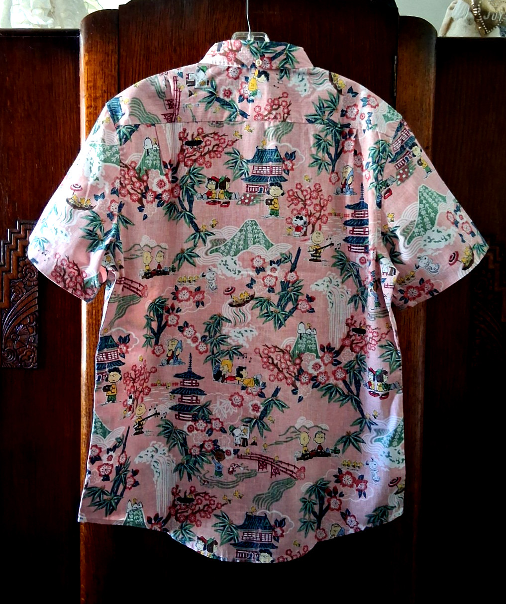 Reyn Spooner Men’s ” PEANUTS IN JAPAN” NWT TAILORED FIT Pink Large Shirt