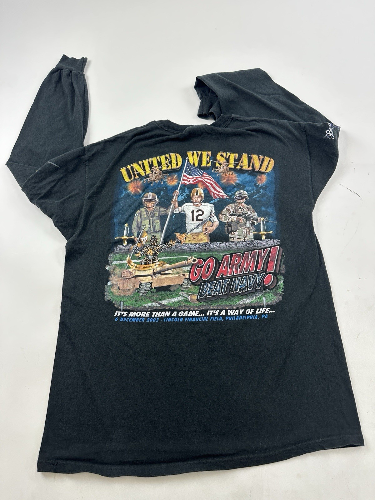 Vintage Army Vs Navy Shirt Mens Large Black 2003 Football NCAA