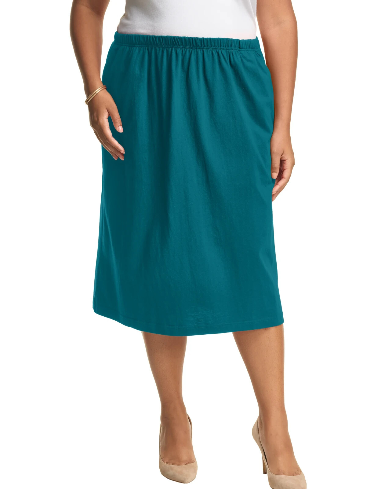 JMS Knit Studios Jersey Lightweight Matchable Plus Size A-Line Skirt Cotton