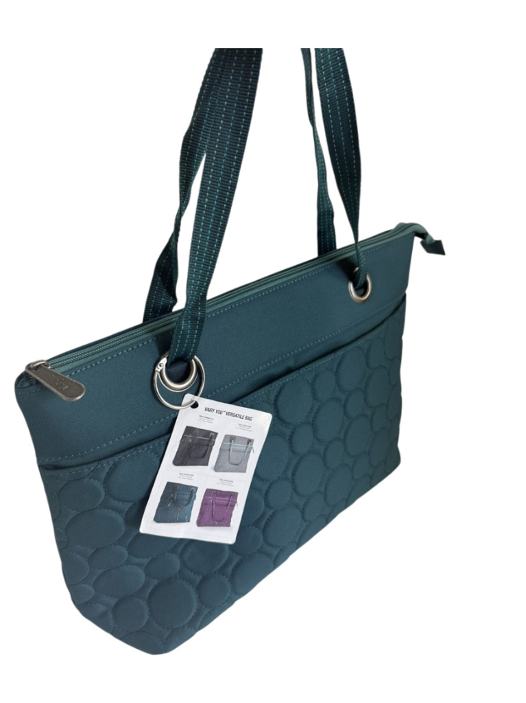 Thirty-One NEW Jade Quilted Dots $75 Vary You Versatile Tote Bag Handbag Purse