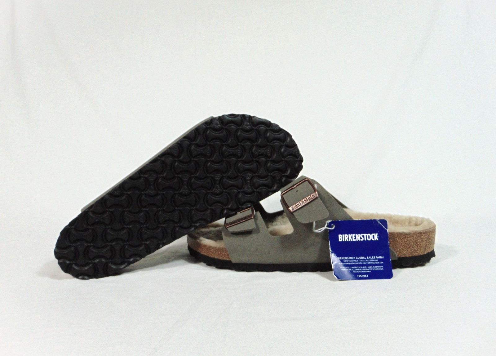 Birkenstock Arizona Shearling Birko-Flor Nubuck Sandals Sz 43 NEW 7953062 RARE