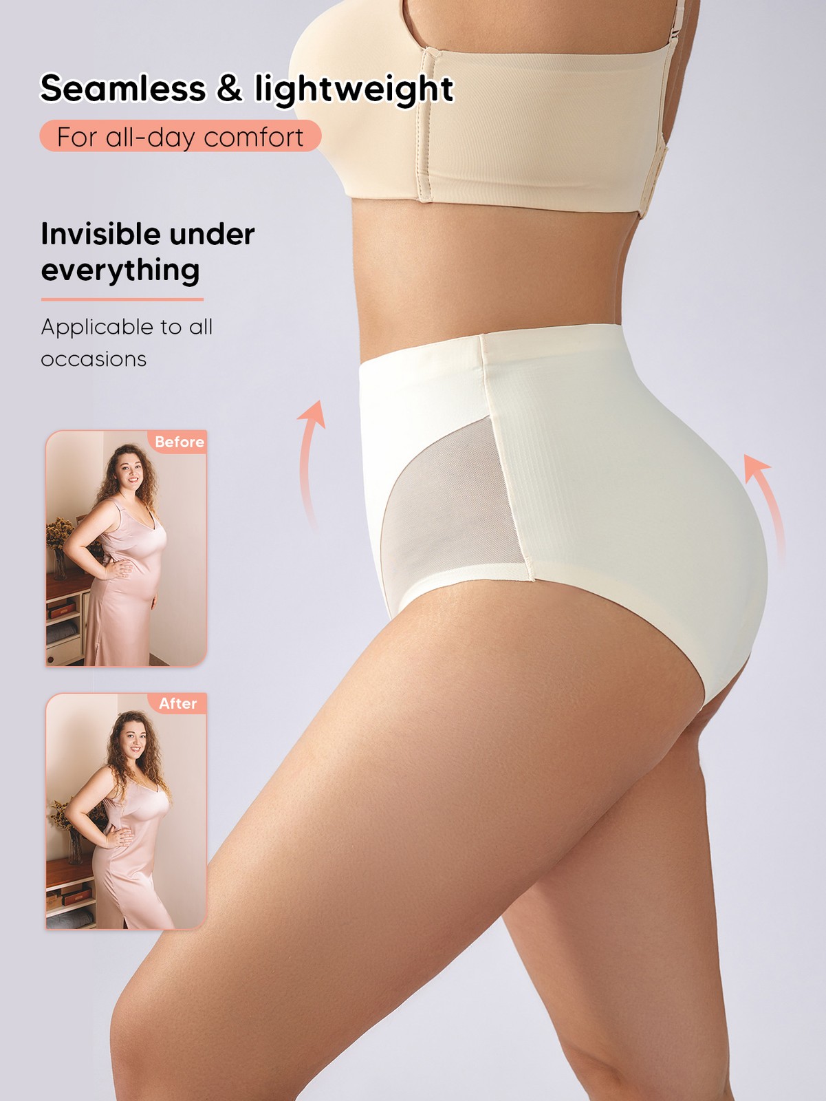 Plus Size Women’s Tummy Control Shapewear Underwear Seamless Body Shaper Panties
