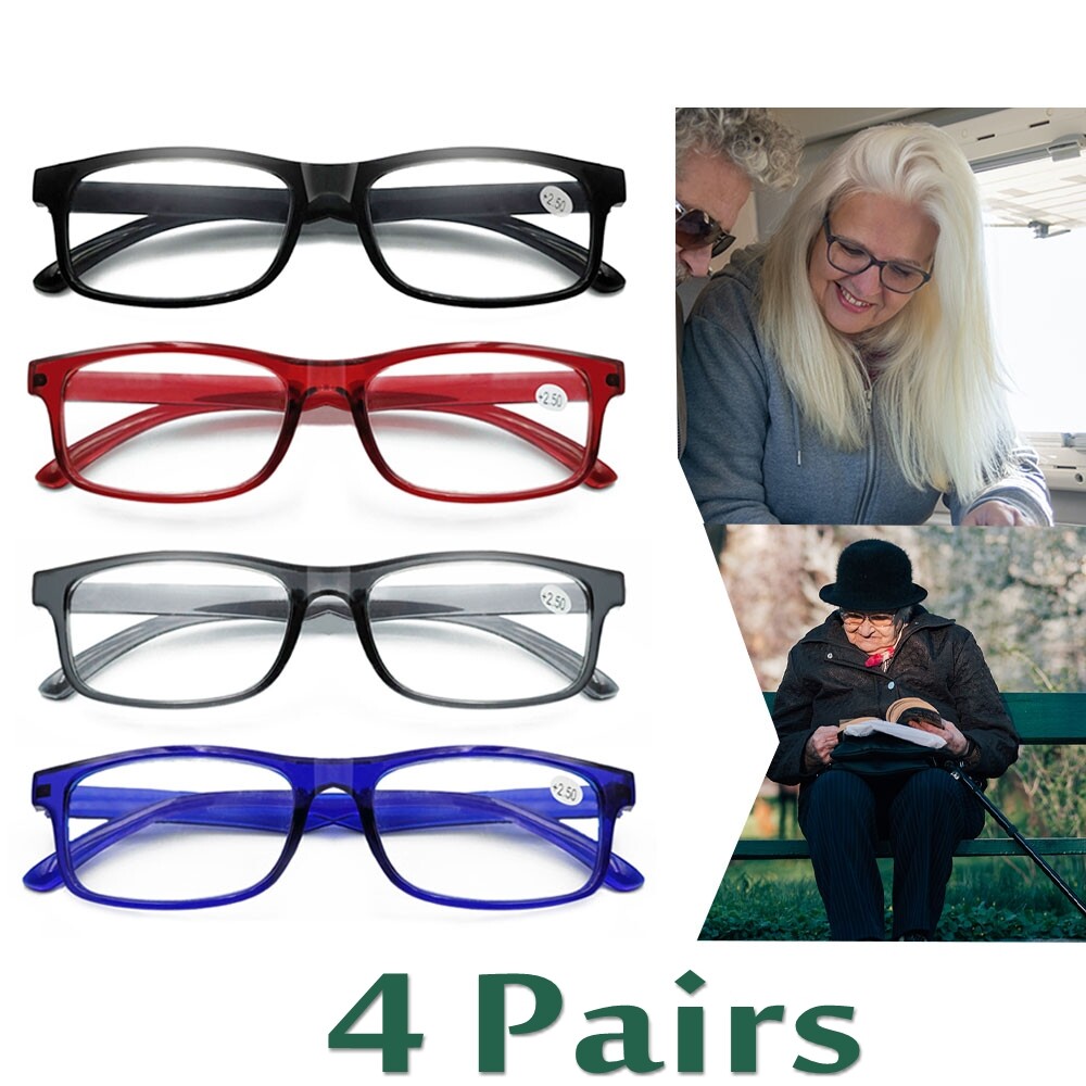 READING GLASSES 4 PACK LOT CLASSIC READER UNISEX MEN WOMEN STYLE BULK LOT