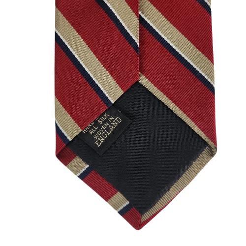 Vtg. Ferrell Reed/Jack Henry Red Tan Black White Classic Stripe Tie 100% Silk