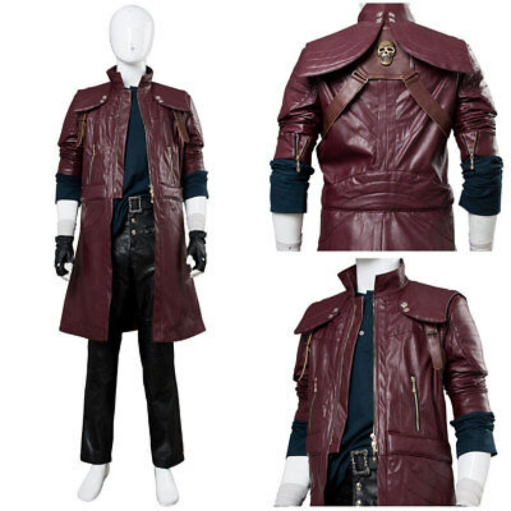 DMC5 Devil May Cry V Dante Aged Costume Cosplay Halloween Coat Outfit Full Set妈的