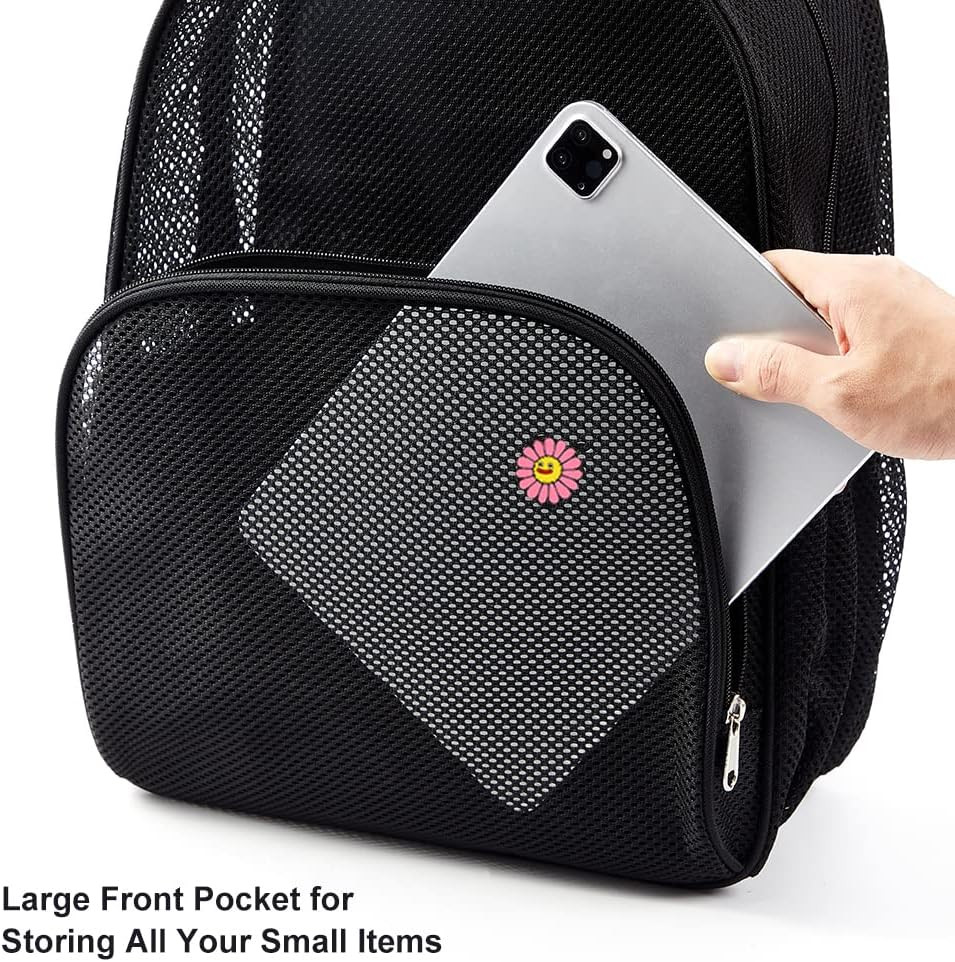 Mesh Backpack for School, Heavy Duty Mesh Bookbag, Semi-Transparent Back Pack fo