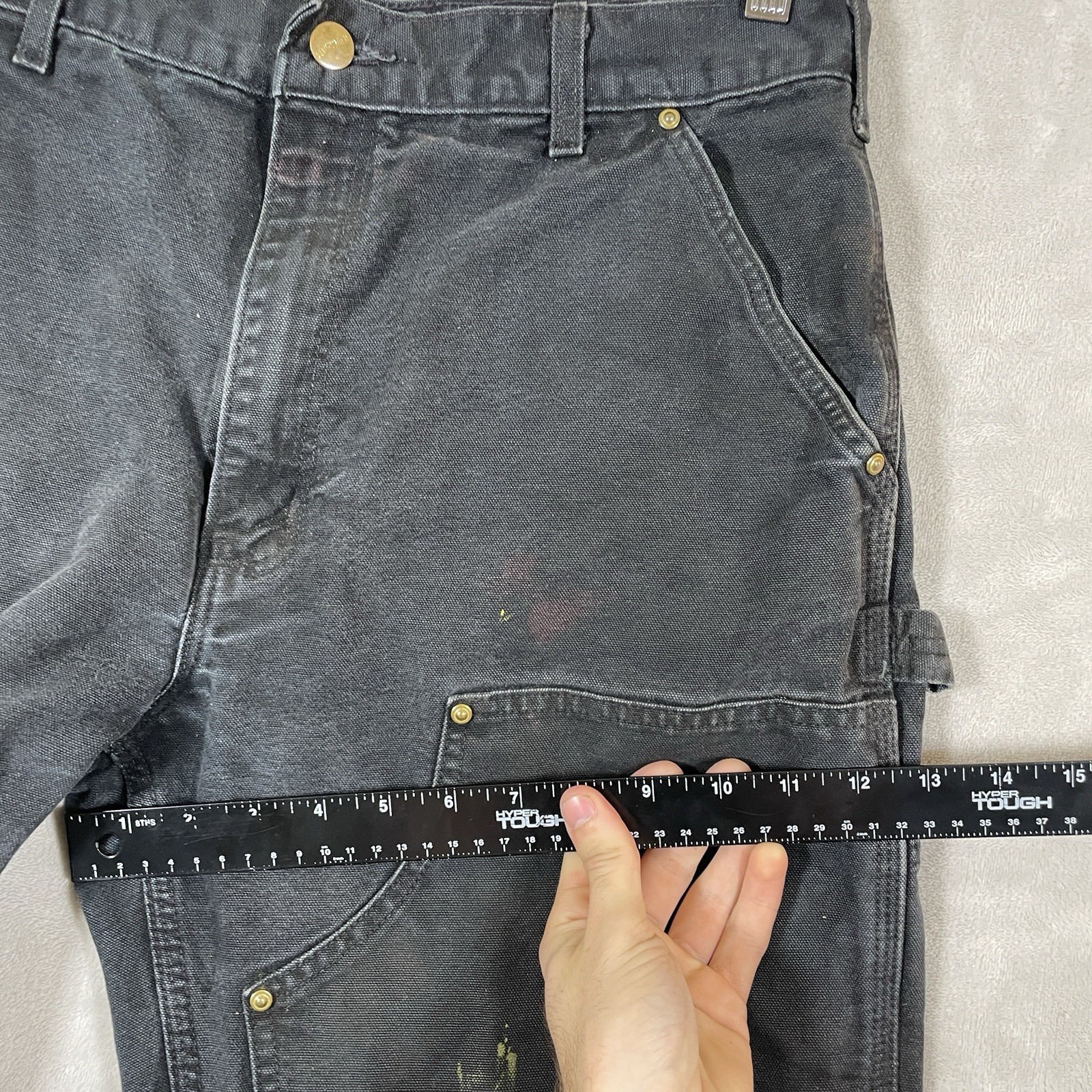 Carhartt Black Double Knee Canvas Pants Mens 34×32 (fit 32×31) B01 BLK USA Made