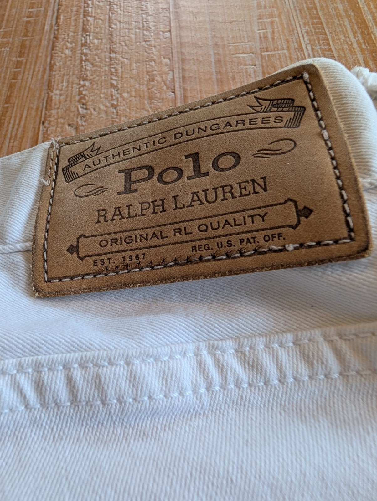 RALPH LAUREN POLO Men’s Dungarees White Denim Size 33/32 97% Cotton 3% Elastane