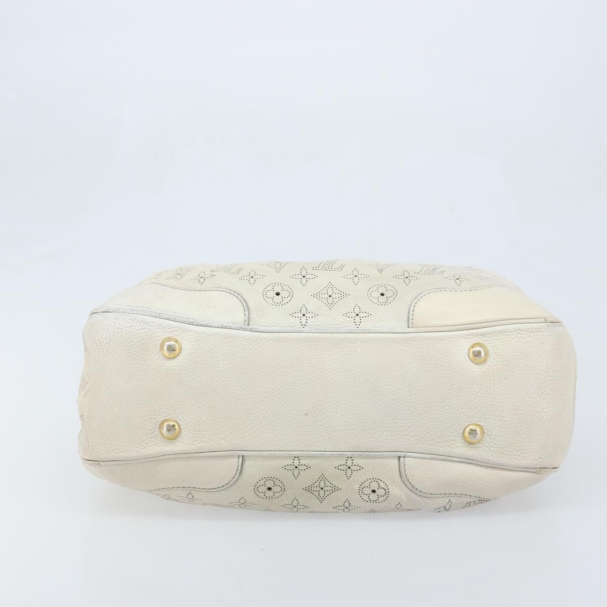 LOUIS VUITTON Mahina Solar PoweredGM Bag Leather White M93128 LV Auth bs34140
