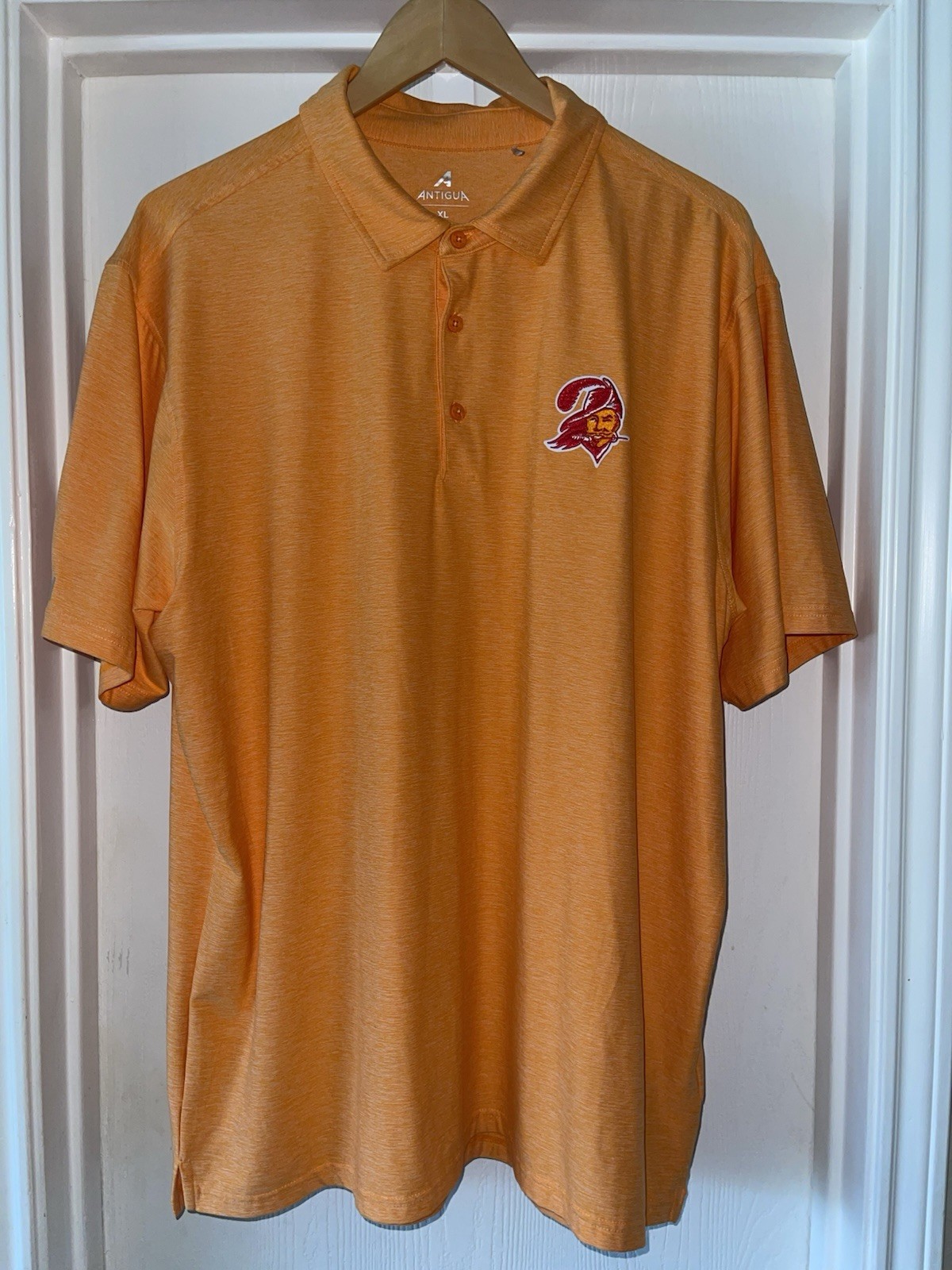 Antigua Men’s Orange Heather Polo with Embroidered Team Crest