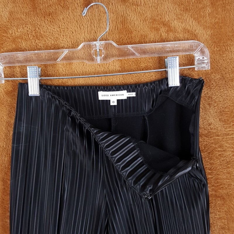 GOOD AMERICAN Pants Womens Size 0 Black Flare Faux Leather Illusion Stripe