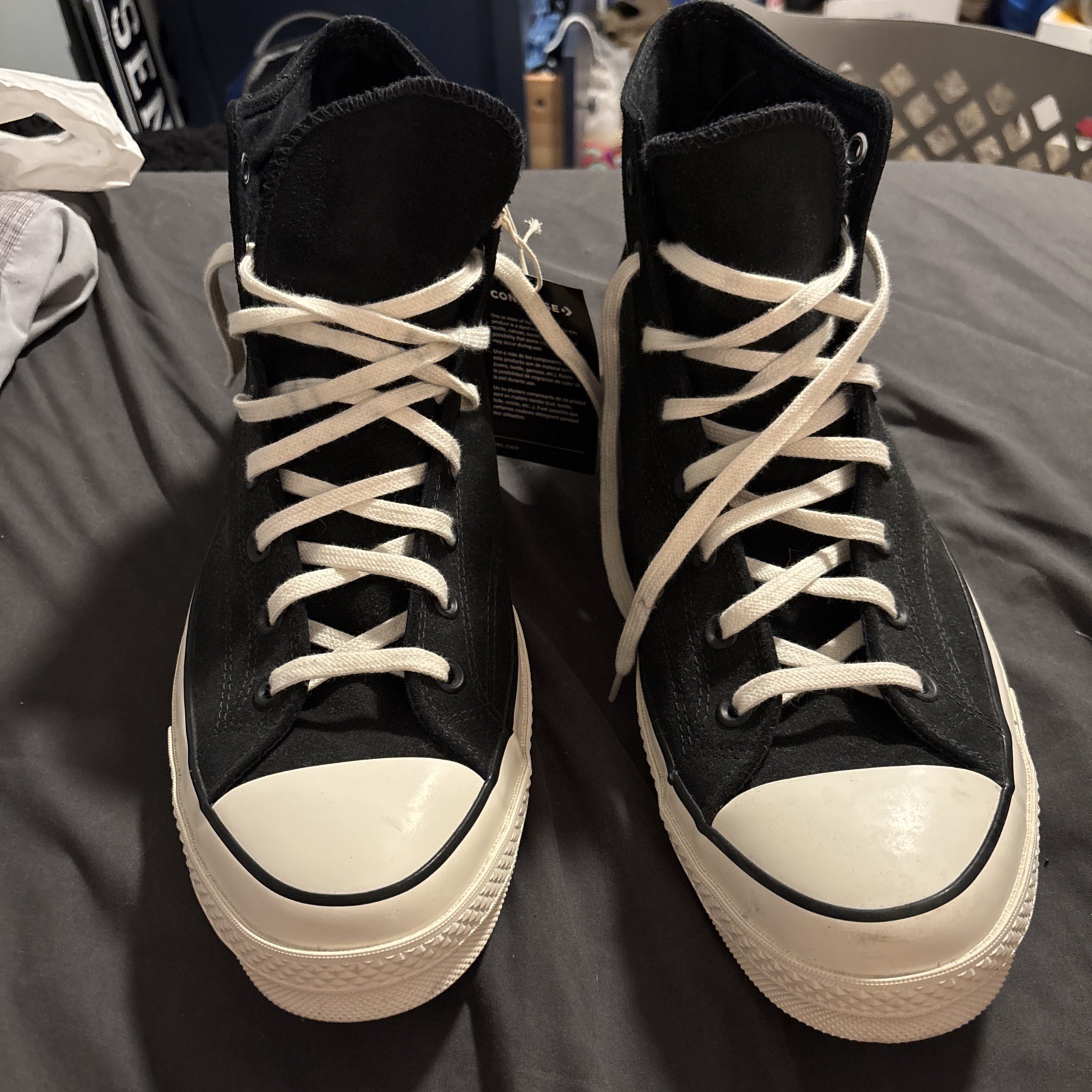 Converse Chuck 70 High Top Suede Black/Egret-Blue Mens Size 11.5 A05599C New