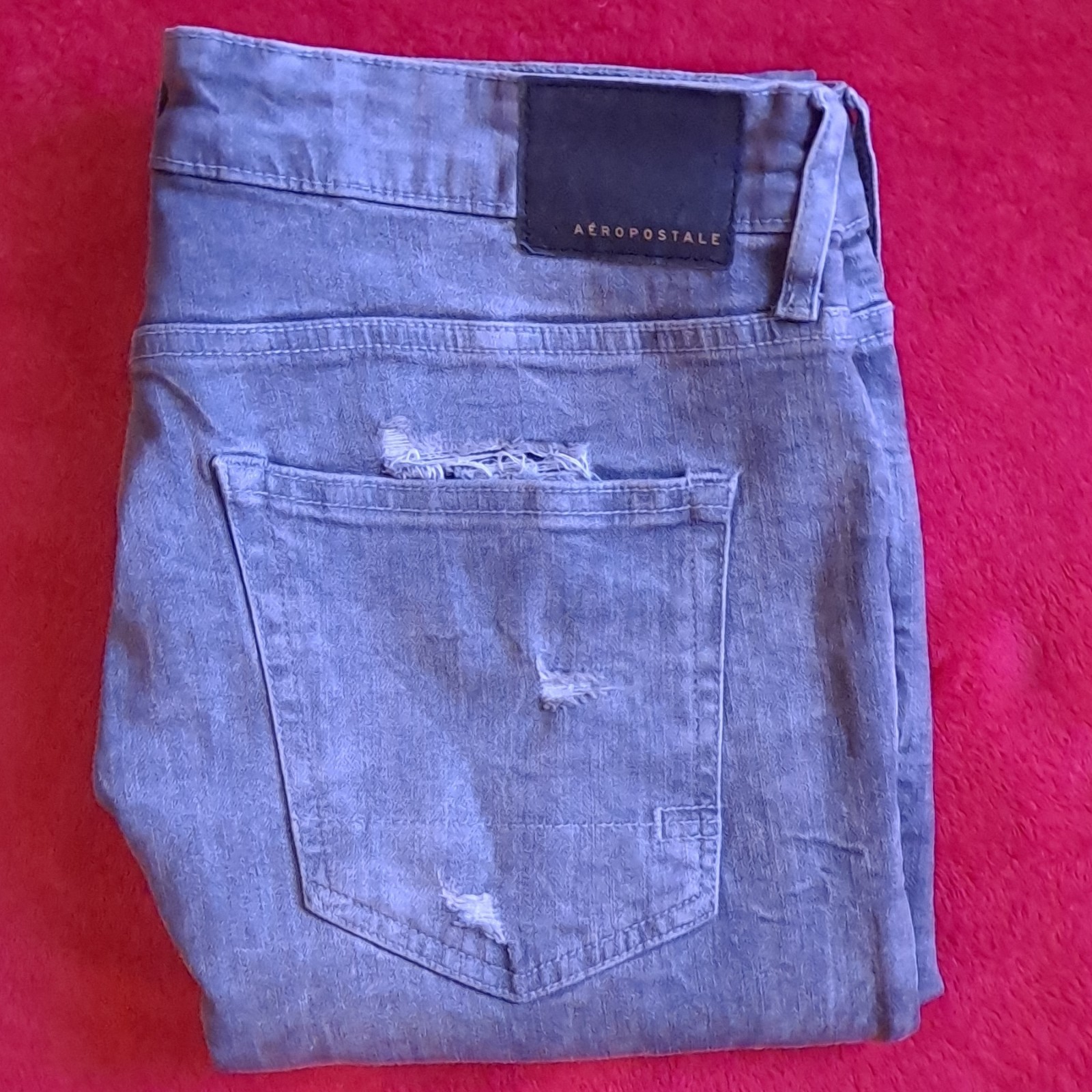 Aéropostale Flex Medium Wash Blue Slim Skinny Distressed Stretch Denim Jeans