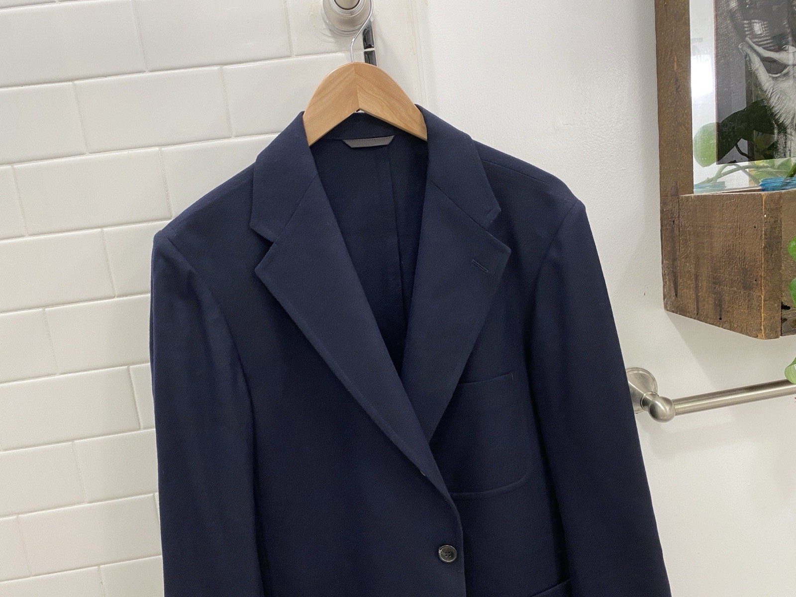 BUCK MASON navy FW25 WOOL 3/2 ROLL UNSTRUCTURED PATCH POCKET BLAZER 40 Jacket