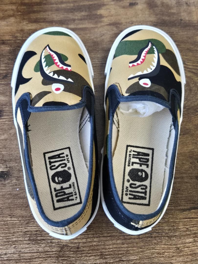 BAPE STA ABC Camo Shark Slip On Kids Shoes Size 19cm US 13C A Bathing Ape Great