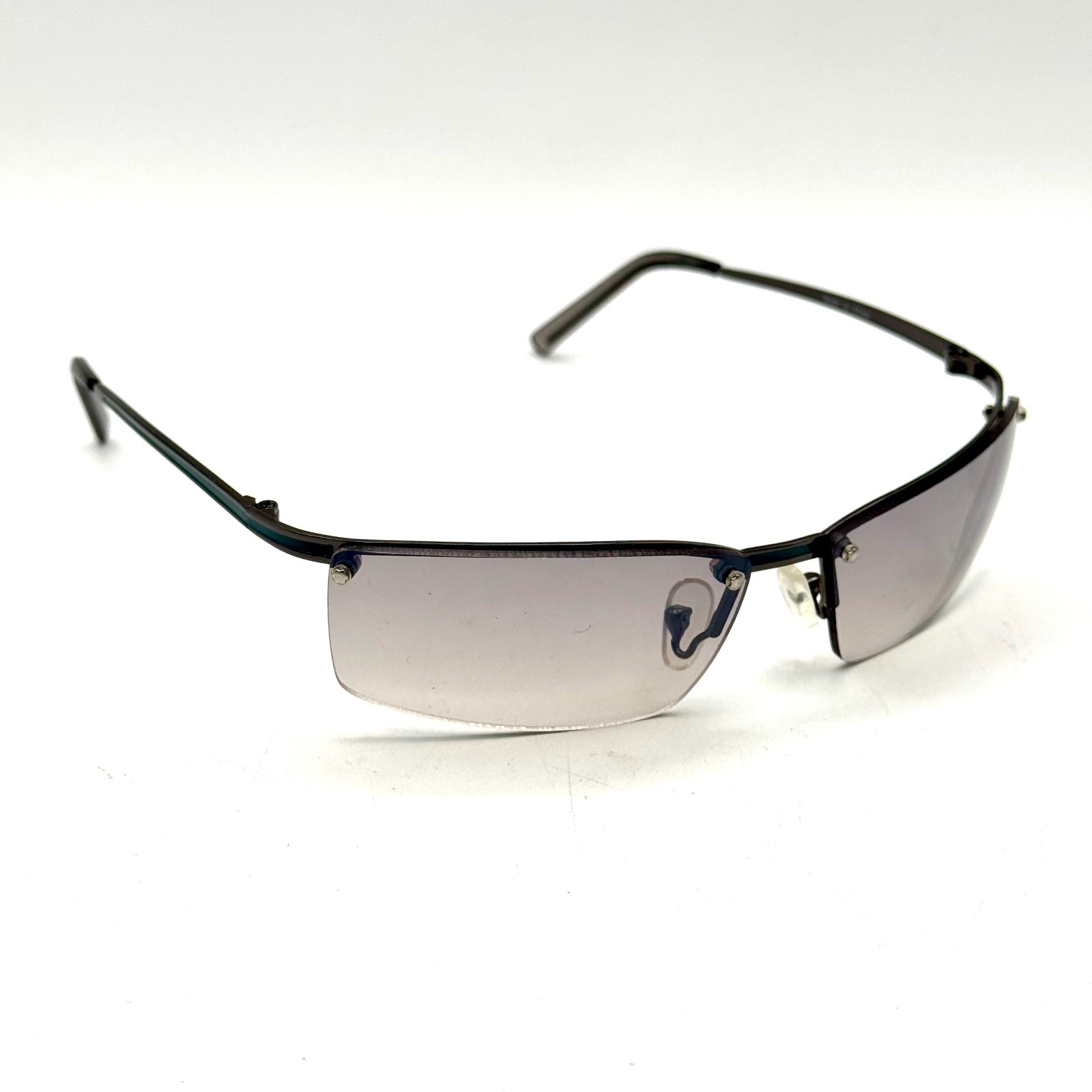 Fashion Rimless Oval Sunglasses Grey Metal Designer Frame Gradient Lens 90’s Y2k