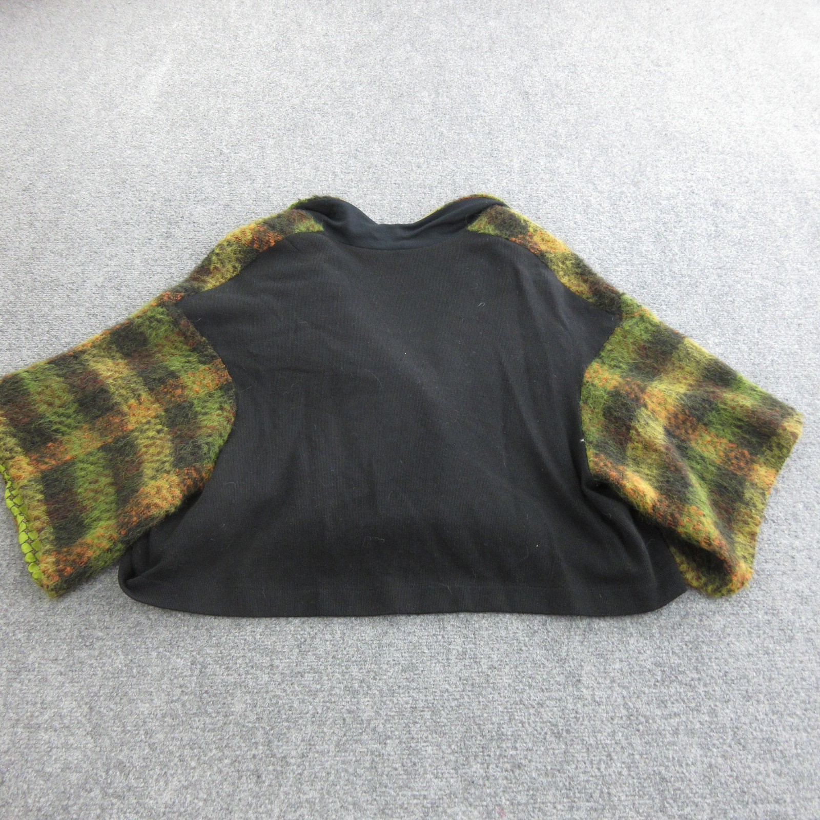 Alembika Jacket Womens S/M Green Wool Blend Plaid Cropped 3/4 Sleeve Short Boxy