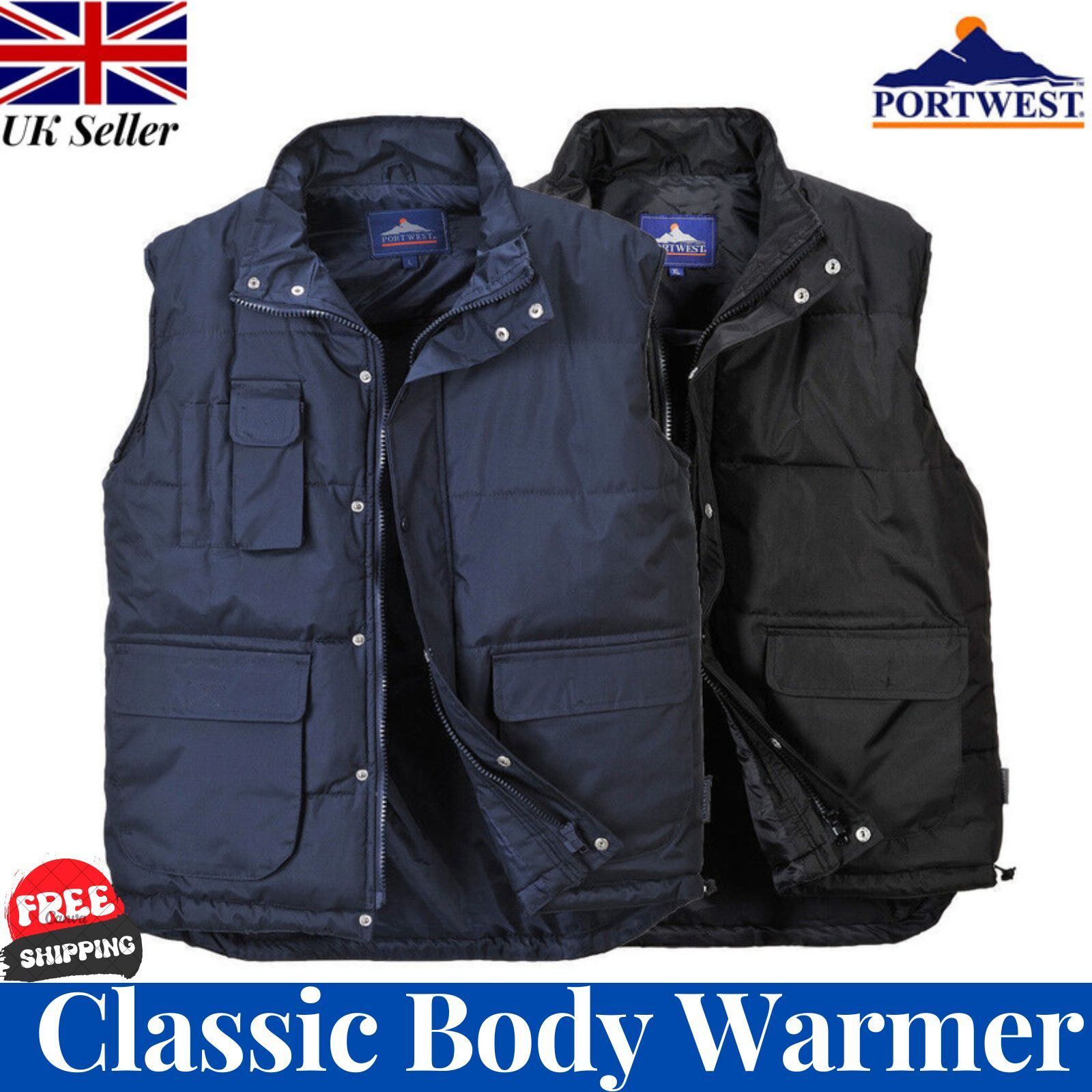 Portwest Classic Bodywarmer Lined Gillet Showerproof Padded Winter Jacket S415