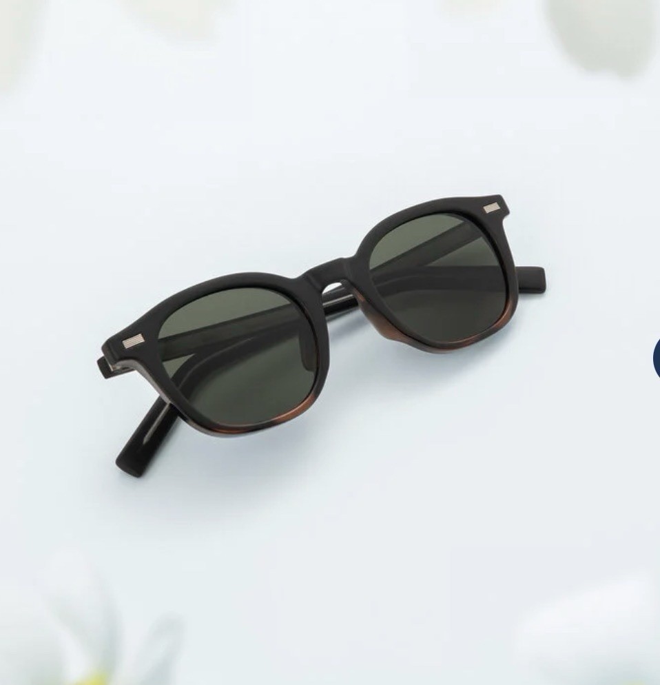 PSC Ean Sunglasses Black Tortoise Green Lens UV400 w/ Case New