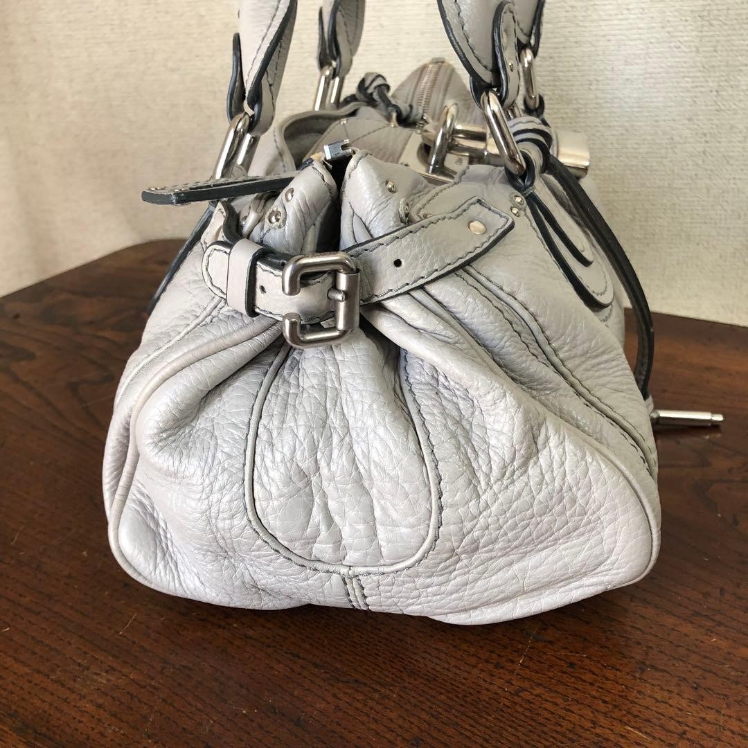 Chloe Paddington White Leather Satchel Bag w/Padlock Rare Vintage Auth