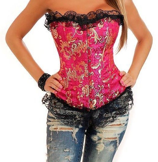 Brocade Lace up Corset Bustier Top Size S