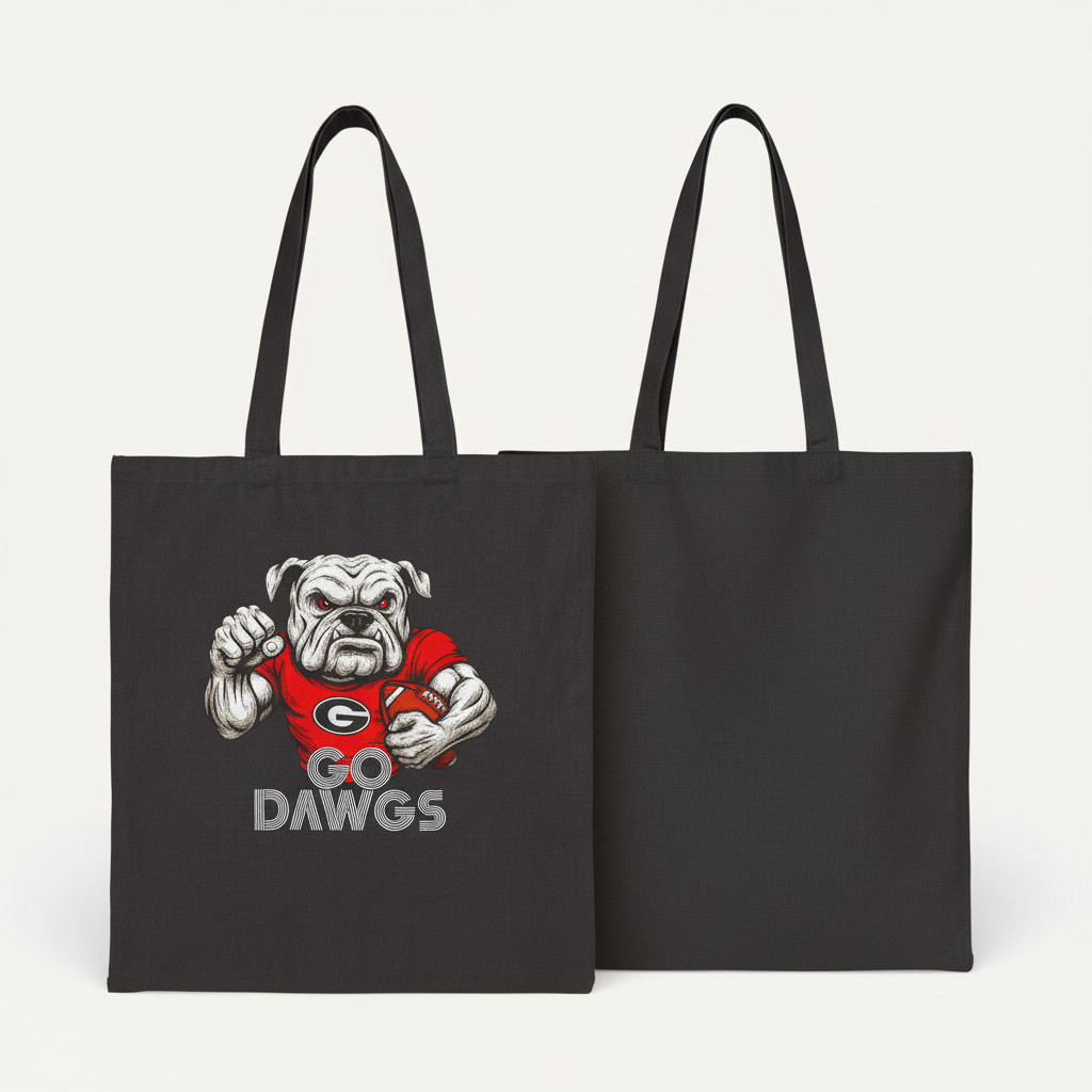 Georgia Bulldogs Tote Bag Go Dawgs Black Canvas 15×16 UGA Spirit Fan Gift Cotton