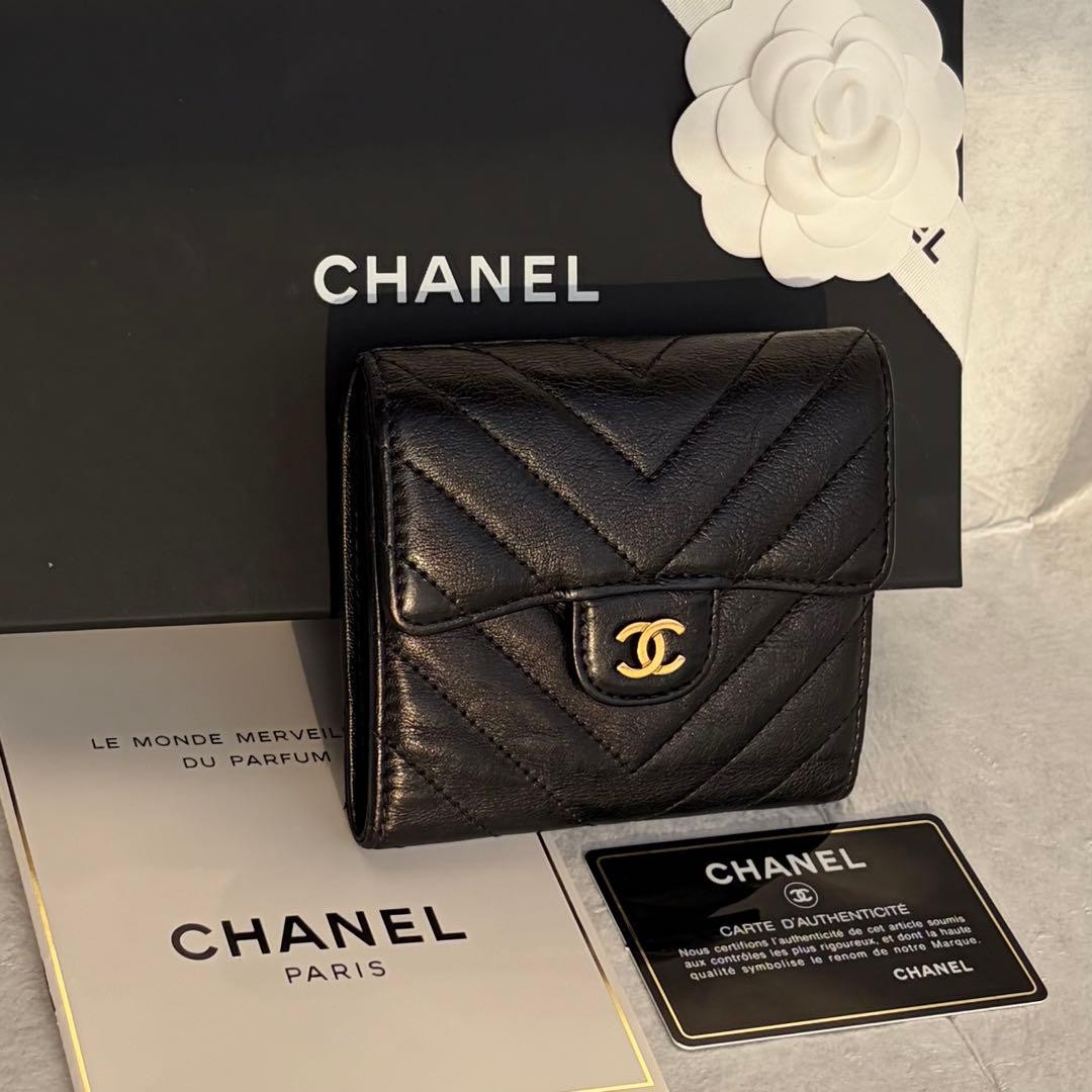 CHANEL Wallet Matelass Compact Wallet Gold Hardware
