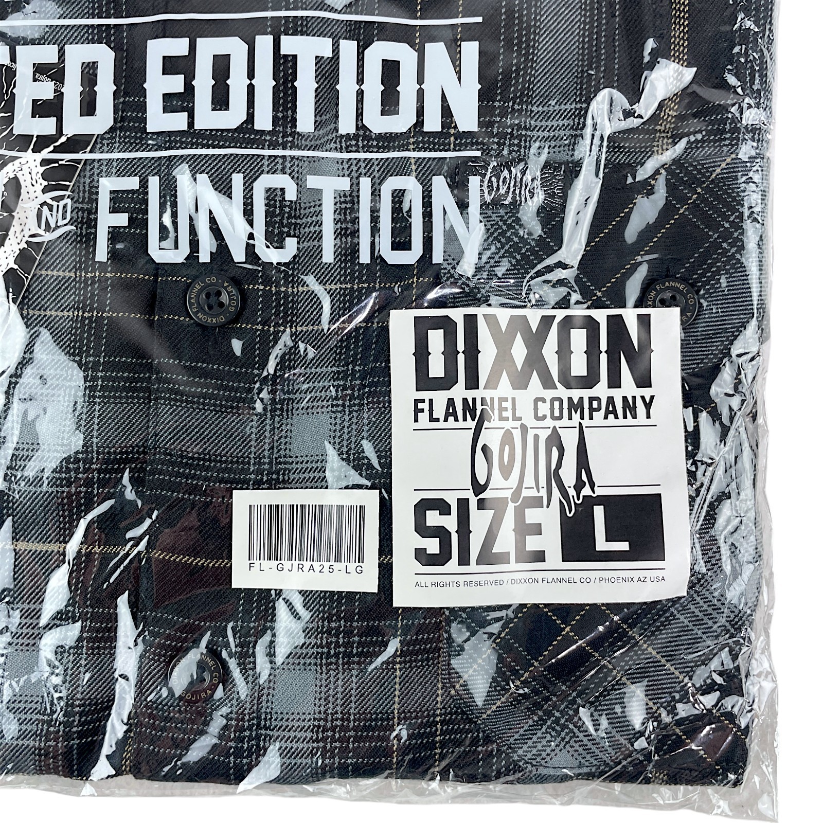 DIXXON Flannel x GOJIRA Men’s LARGE Collab Metal Band Plaid Button Shirt