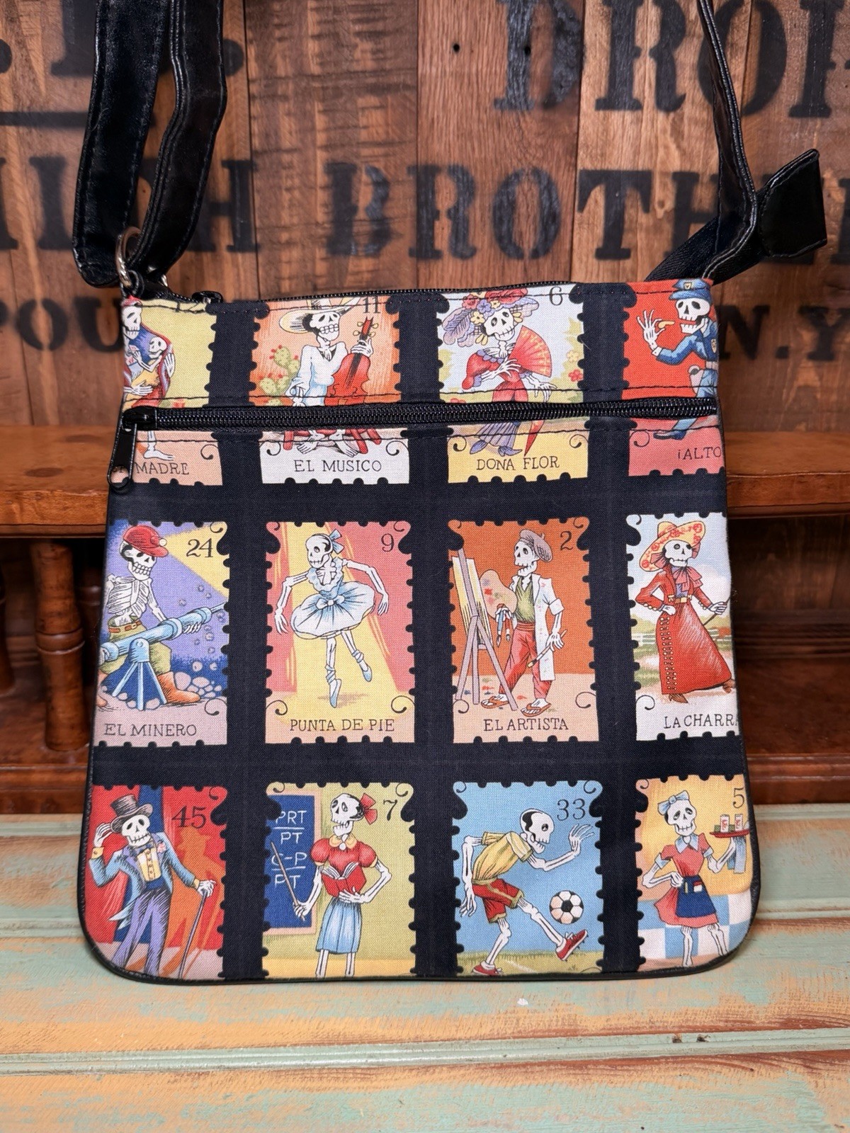 Womens Crossbody Cartas Marcadas Print Alexander Henry Fabrics